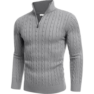 image:imageCOOFANDY Mens Quarter Zip Sweater Slim Fit Casual Knitted Turtleneck Pullover Mock Neck Polo SweaterGrey