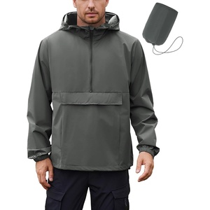 image:imageCOOFANDY Mens Rain Jacket Waterproof Lightweight Packable Raincoat Pullover Windbreaker With Hood For Hiking RunningDeep Gray