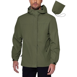 image:imageCOOFANDY Mens Rain Jacket Waterproof With Hood Lightweight Packable Shell Raincoat Windbreaker For Cycling Golf TravelArmy Green