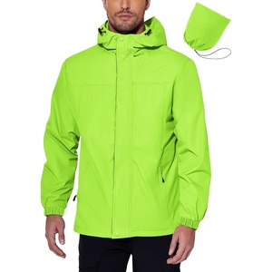 image:imageCOOFANDY Mens Rain Jacket Waterproof With Hood Lightweight Packable Shell Raincoat Windbreaker For Cycling Golf TravelLime Green