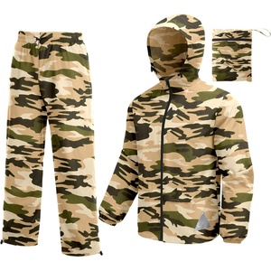 image:imageCOOFANDY Mens Rain Suit 2 Piece Waterproof Breathable Rain Gear Lightweight Rain Jacket Pants Rainwear SuitCamobrown