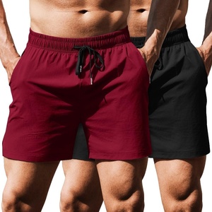 image:imageCOOFANDY Mens Running Athletic Shorts 5 Inch 2 Pack Gym Workout Shorts Fitted Exercise Hiking Shorts with Zipper PocketDark RedBlack