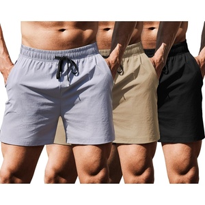 image:imageCOOFANDY Mens Running Athletic Shorts 5 Inch 2 Pack Gym Workout Shorts Fitted Exercise Hiking Shorts with Zipper PocketKhakiGreyBlack
