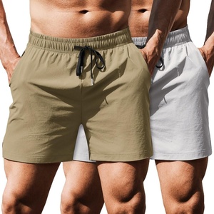 image:imageCOOFANDY Mens Running Athletic Shorts 5 Inch 2 Pack Gym Workout Shorts Fitted Exercise Hiking Shorts with Zipper PocketKhakiLight Grey