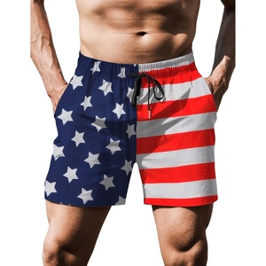 image:imageCOOFANDY Mens Running Athletic Shorts 5 Inch 2 Pack Gym Workout Shorts Fitted Exercise Hiking Shorts with Zipper PocketRed Blue American Flag