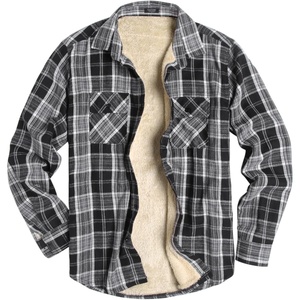 image:imageCOOFANDY Mens Sherpa Lined Flannel Shirt Jacket Long Sleeve Button Up Fleece Plaid ShirtsBlack