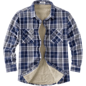 image:imageCOOFANDY Mens Sherpa Lined Flannel Shirt Jacket Long Sleeve Button Up Fleece Plaid ShirtsDark Blue