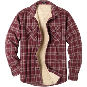 image:imageCOOFANDY Mens Sherpa Lined Flannel Shirt Jacket Long Sleeve Button Up Fleece Plaid ShirtsDark Red