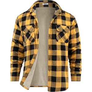 image:imageCOOFANDY Mens Sherpa Lined Flannel Shirt Jacket Long Sleeve Button Up Fleece Plaid ShirtsYellowBlack