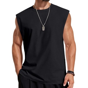image:imageCOOFANDY Mens Sleeveless Shirts 100 Cotton Workout Tank Tops Cut Off Shirts Gym Muscle Loose Fit TeeBlack