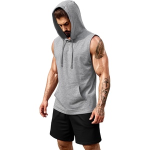 image:imageCOOFANDY Mens Sleeveless Workout Hoodie Shorts Set 2 Piece Outfits Hooded Tank Tops Gym Tracksuit SweatsuitsLight GreyBlack