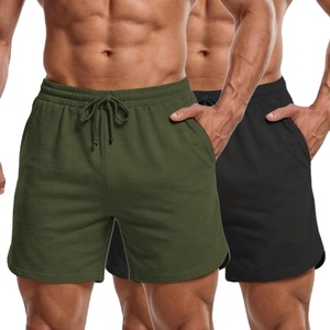 image:imageCOOFANDY Mens Sweat Shorts 2 Pack 7 Gym Workout Drawstring Jogger Shorts with PocketsArmy GreenBlack