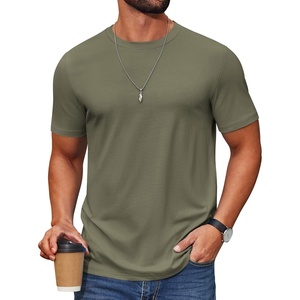 image:imageCOOFANDY Mens T Shirt Short Sleeve Cotton Blend TShirts Crew Neck Casual Summer Basic Tee ShirtsArmy Green