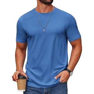 image:imageCOOFANDY Mens T Shirt Short Sleeve Cotton Blend TShirts Crew Neck Casual Summer Basic Tee ShirtsBlue