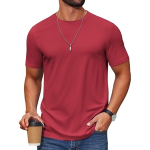 image:imageCOOFANDY Mens T Shirt Short Sleeve Cotton Blend TShirts Crew Neck Casual Summer Basic Tee ShirtsDeep Red