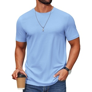 image:imageCOOFANDY Mens T Shirt Short Sleeve Cotton Blend TShirts Crew Neck Casual Summer Basic Tee ShirtsLight Blue