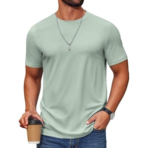 image:imageCOOFANDY Mens T Shirt Short Sleeve Cotton Blend TShirts Crew Neck Casual Summer Basic Tee ShirtsLight Green