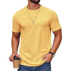 image:imageCOOFANDY Mens T Shirt Short Sleeve Cotton Blend TShirts Crew Neck Casual Summer Basic Tee ShirtsTurmeric
