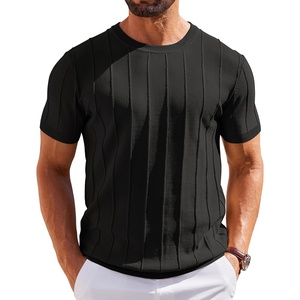 image:imageCOOFANDY Mens T Shirts Short Sleeve Knit Sweater Shirt Casual Crewneck Ribbed Pullover TeesBlack