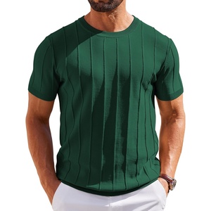 image:imageCOOFANDY Mens T Shirts Short Sleeve Knit Sweater Shirt Casual Crewneck Ribbed Pullover TeesDeep Green