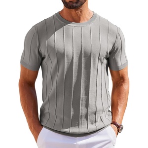 image:imageCOOFANDY Mens T Shirts Short Sleeve Knit Sweater Shirt Casual Crewneck Ribbed Pullover TeesGrey