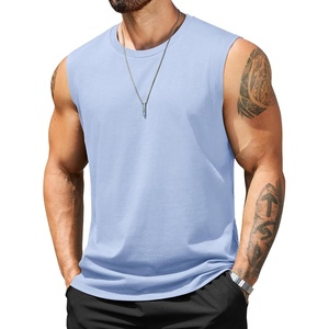 image:imageCOOFANDY Mens Tank Top Cotton Workout Sleeveless Muscle T Shirts Casual Summer Tank ShirtsLight Blue1 Pcs