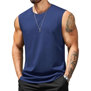 image:imageCOOFANDY Mens Tank Top Cotton Workout Sleeveless Muscle T Shirts Casual Summer Tank ShirtsNavy Blue1 Pcs