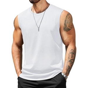 image:imageCOOFANDY Mens Tank Top Cotton Workout Sleeveless Muscle T Shirts Casual Summer Tank ShirtsWhite1 Pcs