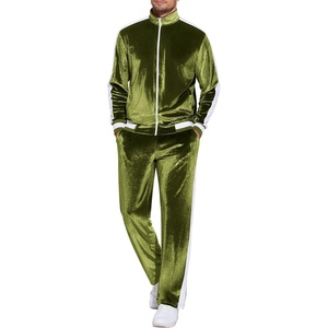 image:imageCOOFANDY Mens Tracksuit 2 Piece Set Velour Sweatsuit Jogging Suits Full Zip Jacket Pants OutfitsArmy Green