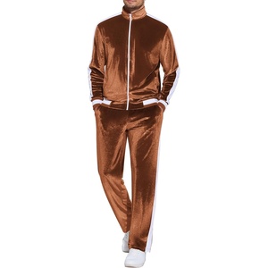 image:imageCOOFANDY Mens Tracksuit 2 Piece Set Velour Sweatsuit Jogging Suits Full Zip Jacket Pants OutfitsBrown