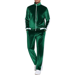 image:imageCOOFANDY Mens Tracksuit 2 Piece Set Velour Sweatsuit Jogging Suits Full Zip Jacket Pants OutfitsEvergreen
