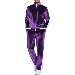 image:imageCOOFANDY Mens Tracksuit 2 Piece Set Velour Sweatsuit Jogging Suits Full Zip Jacket Pants OutfitsLight Purple