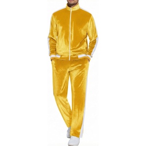 image:imageCOOFANDY Mens Tracksuit 2 Piece Set Velour Sweatsuit Jogging Suits Full Zip Jacket Pants OutfitsMedium Yellow