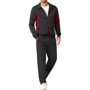 image:imageCOOFANDY Mens Tracksuits 2 Piece Jogging Athletic Sweatsuits Full Zip Sport Jackets And Pants Casual Set OutfitDark Greywine Red