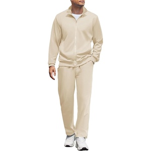 image:imageCOOFANDY Mens Tracksuits Casual Sweatsuit 2 Piece Full Zip Athletic Jogging Suit Sets Sport Sweat SuitCream