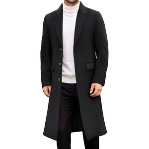 image:imageCOOFANDY Mens Trench Coat Long Casual Single Brested Overcoat Winter Notched Collar Wool Blend Pea coat With PocketsBlack