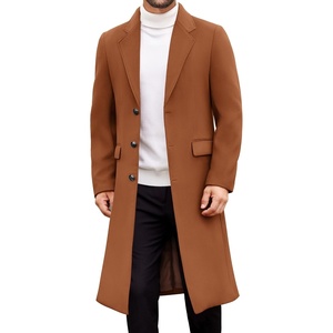 image:imageCOOFANDY Mens Trench Coat Long Casual Single Brested Overcoat Winter Notched Collar Wool Blend Pea coat With PocketsBrown