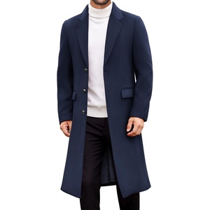 image:imageCOOFANDY Mens Trench Coat Long Casual Single Brested Overcoat Winter Notched Collar Wool Blend Pea coat With PocketsNavy Blue