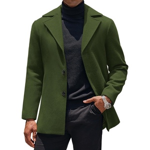 image:imageCOOFANDY Mens Trench Coat Notched Collar Single Breasted Peacoat Winter Overcoat With PocketsArmy Green