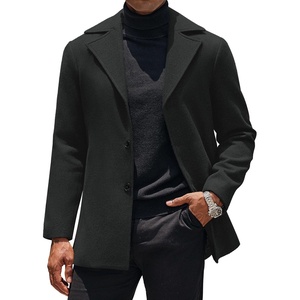 image:imageCOOFANDY Mens Trench Coat Notched Collar Single Breasted Peacoat Winter Overcoat With PocketsBlack
