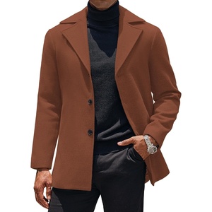image:imageCOOFANDY Mens Trench Coat Notched Collar Single Breasted Peacoat Winter Overcoat With PocketsBrown