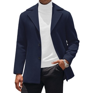 image:imageCOOFANDY Mens Trench Coat Notched Collar Single Breasted Peacoat Winter Overcoat With PocketsDark Blue
