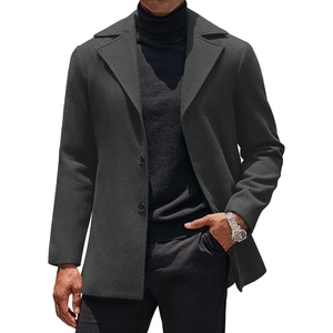 image:imageCOOFANDY Mens Trench Coat Notched Collar Single Breasted Peacoat Winter Overcoat With PocketsDark Grey