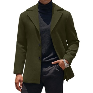 image:imageCOOFANDY Mens Trench Coat Notched Collar Single Breasted Peacoat Winter Overcoat With PocketsOlive Green