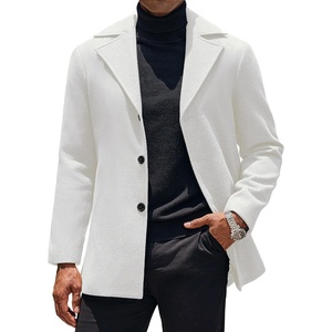 image:imageCOOFANDY Mens Trench Coat Notched Collar Single Breasted Peacoat Winter Overcoat With PocketsWhite