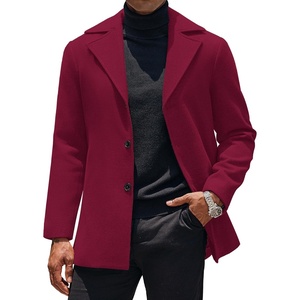 image:imageCOOFANDY Mens Trench Coat Notched Collar Single Breasted Peacoat Winter Overcoat With PocketsWine Red