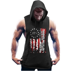 image:imageCOOFANDY Mens Workout Hooded Tank Tops Bodybuilding Muscle Cut Off T Shirt Sleeveless Gym Hoodies1flagblack