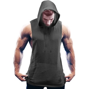 image:imageCOOFANDY Mens Workout Hooded Tank Tops Bodybuilding Muscle Cut Off T Shirt Sleeveless Gym HoodiesDark Grey