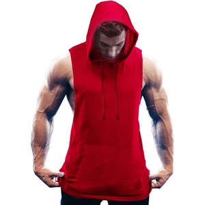 image:imageCOOFANDY Mens Workout Hooded Tank Tops Bodybuilding Muscle Cut Off T Shirt Sleeveless Gym HoodiesRed