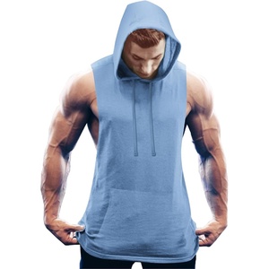 image:imageCOOFANDY Mens Workout Hooded Tank Tops Bodybuilding Muscle Cut Off T Shirt Sleeveless Gym HoodiesSky Blue